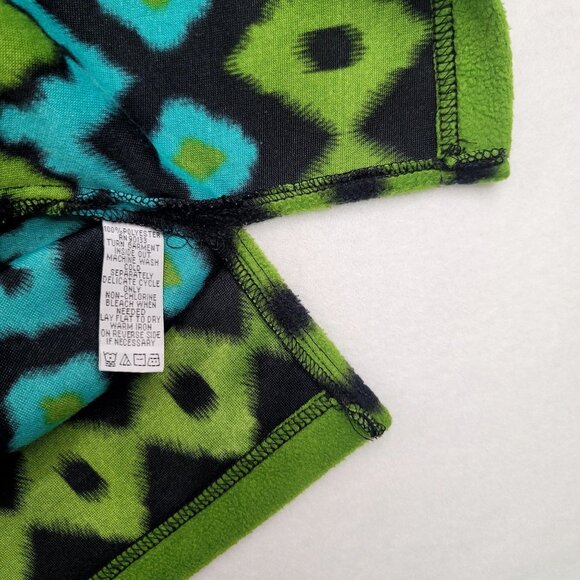 Bob Mackie Wearable Art Green Teal Geometric Fleece Pullover Sweater 2X - Picture 4 of 8